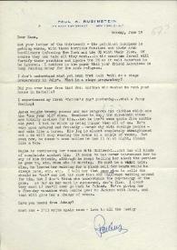 Portada:Carta dirigida a Aniela Rubinstein. Nueva York (Estados Unidos), 19-06-1967