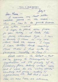 Portada:Carta dirigida a Aniela Rubinstein. Nueva York (Estados Unidos), 11-07-1967