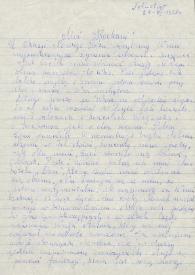 Portada:Carta dirigida a Aniela y Arthur Rubinstein. Tel Aviv (Israel), 27-12-1958