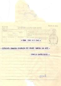 Portada:Telegrama dirigido a Arthur Rubinstein. Roma (Italia), 04-05-1964