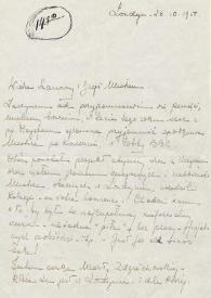 Portada:Carta dirigida a Arthur Rubinstein. Londres (Inglaterra), 26-10-1955