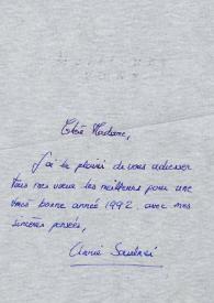 Portada:Carta dirigida a Aniela Rubinstein. París (Francia), 17-01-1992