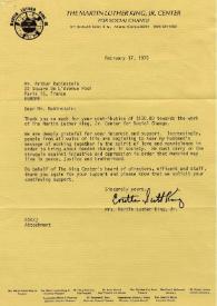 Portada:Carta dirigida a Arthur Rubinstein. Atlanta, Georgia (Estados Unidos), 17-02-1975