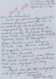 Portada:Carta dirigida a Arthur Rubinstein. Nueva Orleans, Louisiana (Estados Unidos), 07-09-1969