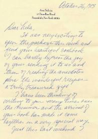 Carta dirigida a Aniela Rubinstein. Nueva York (Estados Unidos), 26-10-1983 | Biblioteca Virtual Miguel de Cervantes
