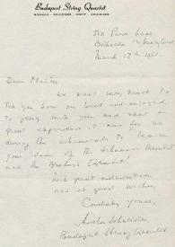 Portada:Carta dirigida a Arthur Rubinstein. Bethesda (Maryland), 18-03-1961