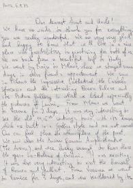 Portada:Carta dirigida a Aniela y Arthur Rubinstein. París (Francia), 06-09-1973