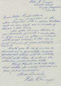 Portada:Carta dirigida a Arthur Rubinstein. Exeter (Inglaterra), 03-05-1970