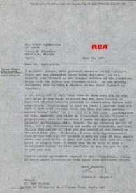 Portada:Carta dirigida a Arthur Rubinstein. Nueva York (Estados Unidos), 13-06-1974