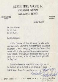 Portada:Carta dirigida a Aniela Rubinstein. Nueva York (Estados Unidos), 20-12-1963