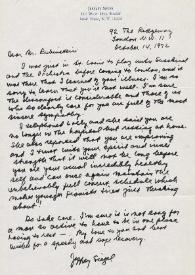 Portada:Carta dirigida a Arthur Rubinstein. Nueva York (Estados Unidos), 14-10-1972