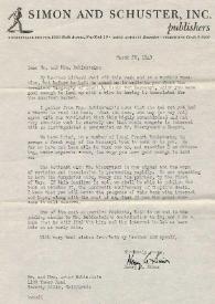Portada:Carta dirigida a Arthur y Aniela Rubinstein. Nueva York (Estados Unidos), 28-03-1949