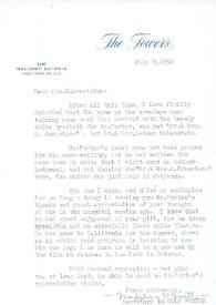 Portada:Carta dirigida a Aniela Rubinstein. Nueva York (Estados Unidos), 09-07-1958