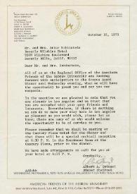 Portada:Carta dirigida a Aniela y Arthur Rubinstein. Beverly Hills (California), 31-10-1975