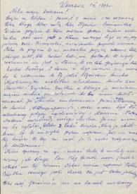 Portada:Carta dirigida a Aniela Rubinstein. Varsovia (Polonia), 01-06-1993