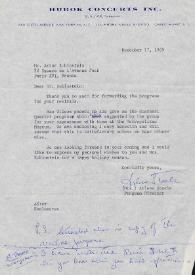 Portada:Carta dirigida a Arthur Rubinstein. Nueva York (Estados Unidos), 17-12-1969