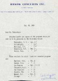 Portada:Carta dirigida a Arthur Rubinstein. Nueva York (Estados Unidos), 30-12-1969