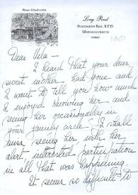 Portada:Carta dirigida a Aniela Rubinstein. Buzzards Bay (Massachusetts)