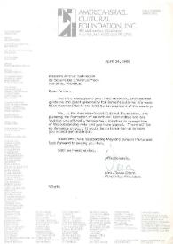 Portada:Carta dirigida a Arthur Rubinstein. Nueva York, 24-04-1980