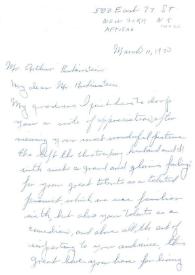 Portada:Carta dirigida a Arthur Rubinstein. Nueva York (Estados Unidos), 11-03-1970