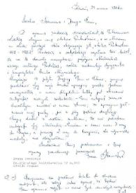 Portada:Carta dirigida a Aniela Rubinstein. Poznan (Polonia), 31-03-1984
