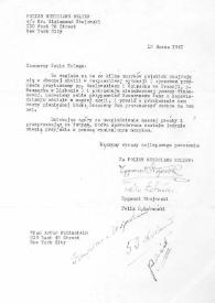 Portada:Carta dirigida a Arthur Rubinstein. Nueva York (Estados Unidos), 12-03-1941