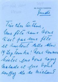 Portada:Carta dirigida a Arthur Rubinstein. París (Francia), 20-09-1972