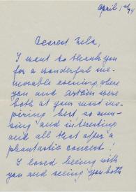Portada:Carta dirigida a Aniela Rubinstein. Zürich (Suiza), 01-04-1974