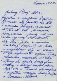 Portada:Carta dirigida a Arthur Rubinstein. Cracovia (Polonia), 29-09-1956