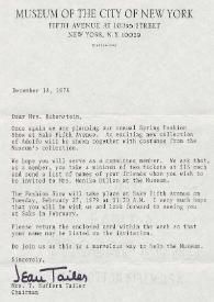 Portada:Carta dirigida a Aniela Rubinstein. Nueva York (Estados Unidos), 18-12-1978