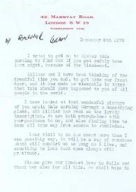 Portada:Carta dirigida a Arthur Rubinstein. Londres (Inglaterra), 08-12-1970