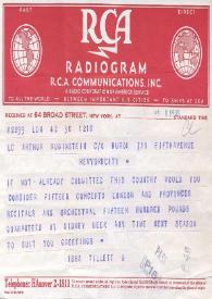 Portada:Telegrama dirigido a Arthur Rubinstein. Londres (Inglaterra), 01-01-1945