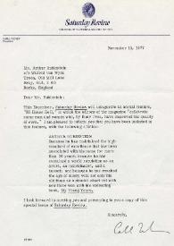 Portada:Carta dirigida a Arthur Rubinstein. Nueva York, 15-11-1977