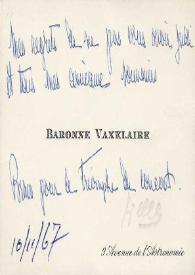Portada:Tarjeta dirigida a Arthur Rubinstein. París (Francia), 11-10-1967
