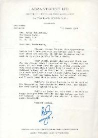 Portada:Carta dirigida a Aniela Rubinstein. Nueva York (Estados Unidos), 07-03-1968