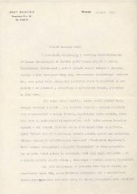 Portada:Carta dirigida a Aniela Rubinstein. Varsovia (Polonia), 18-05-1963
