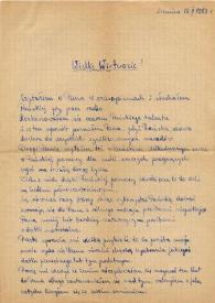 Portada:Carta dirigida a Arthur Rubinstein. Siemierz (Polonia), 12-02-1959