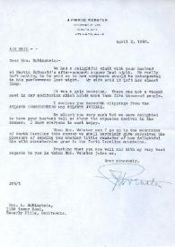 Portada:Carta dirigida a Aniela Rubinstein. Atlanta (Georgia), 02-04-1953
