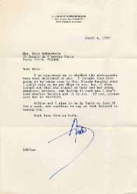 Portada:Carta dirigida a Aniela Rubinstein. Nueva York (Estados Unidos), 04-03-1980