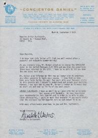 Portada:Carta dirigida a Arthur Rubinstein. Madrid (España), 02-09-1975