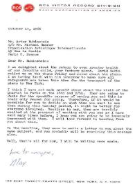 Portada:Carta dirigida a Arthur Rubinstein. Nueva York (Estados Unidos), 17-10-1966