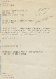 Portada:Telegrama dirigido a Arthur Rubinstein. Londres (Inglaterra), 30-09-1974