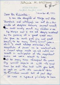 Portada:Carta dirigida a Aniela Rubinstein. Nueva York (Estados Unidos), 21-12-1982