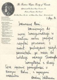 Portada:Carta dirigida a Aniela Rubinstein. Toronto (Canadá), 01-01-1984