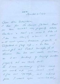 Portada:Carta dirigida a Aniela Rubinstein. Ciboure (Francia), 21-11-1957