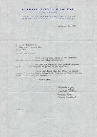 Portada:Carta dirigida a Arthur Rubinstein. Nueva York, 26-09-1975