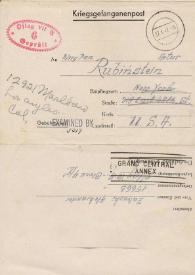Portada:Carta dirigida a Arthur Rubinstein. Oflag VII A Alemania, 27-01-1942