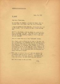 Portada:Carta dirigida a Arthur Rubinstein. Jackson Heights (Nueva York), 20-09-1972