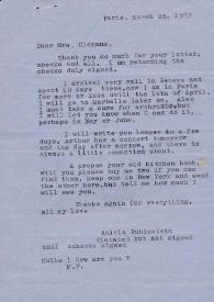 Portada:Carta dirigida a J. N. Clemans. París (Francia), 28-03-1972