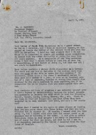 Portada:Carta dirigida a Jan Jacob Bistritzky. París (Francia), 09-04-1971